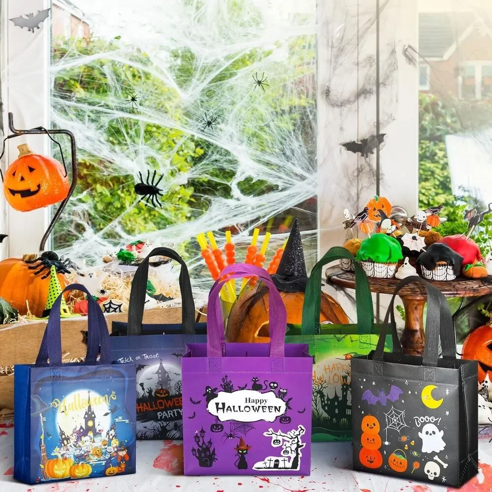50 Pcs Halloween Trick or Treat Bags Bulk with Handles